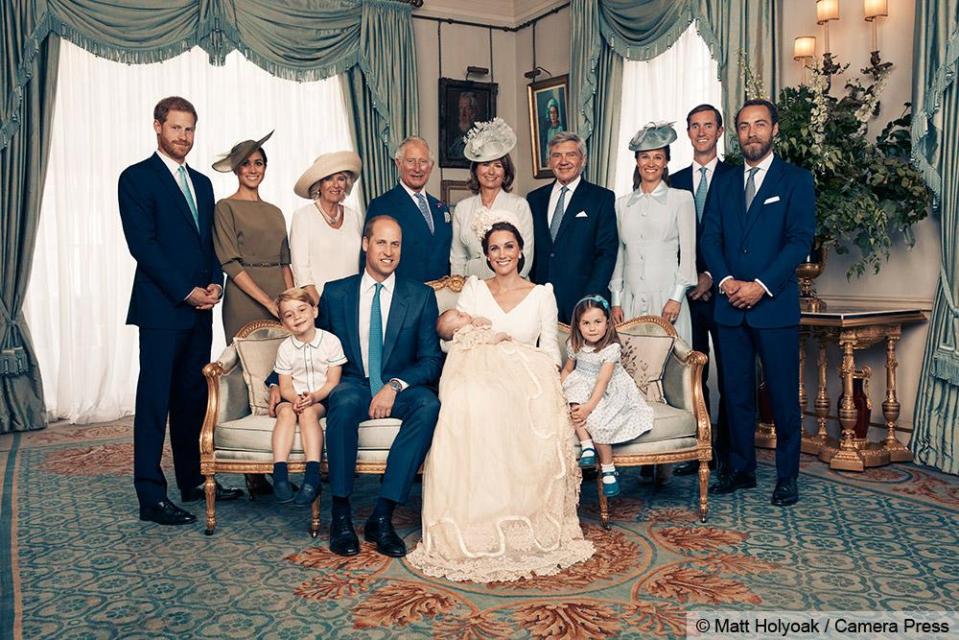  Kate's parents and Michael and Carole and siblings James and Pippa beamed ahead of Louis' christening