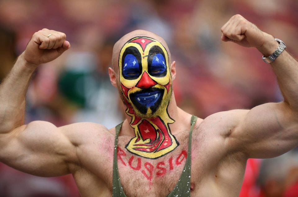 Fans went all out to get noticed in the stadium in Moscow