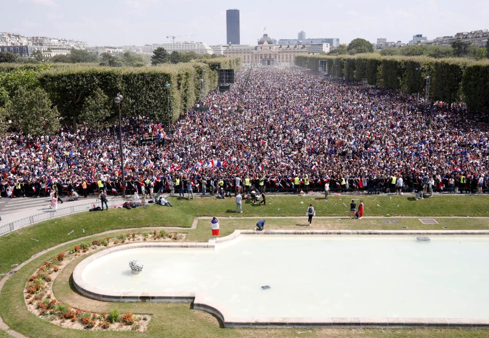 Thousands of fans gathered to watch the final at the Champ de Mars, Paris