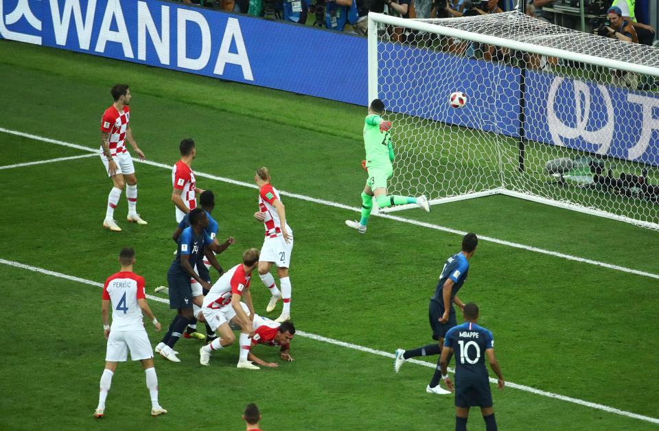 France took an early lead thanks to Mario Mandzukic's misfortune