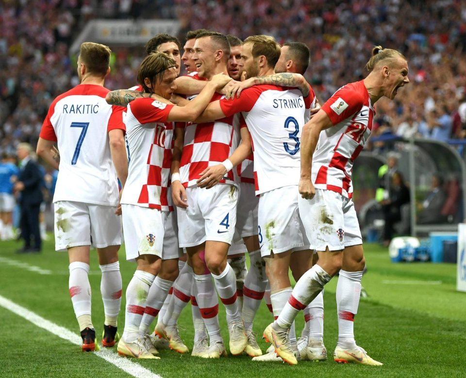 Croatia celebrate their equaliser in the final, courtesy of Ivan Perisic