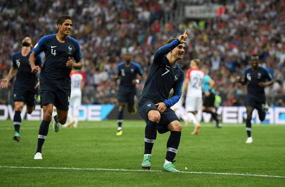 Antoine Griezmann celebrates restoring the French lead