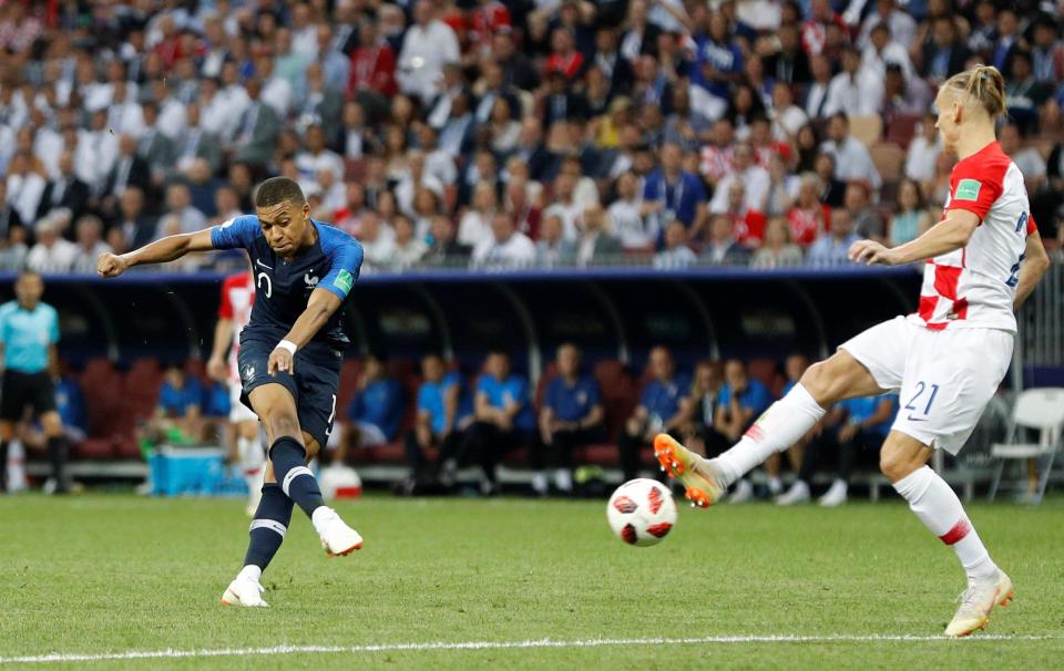  Mbappe scored France's fourth goal with a brilliant finish from outside the area