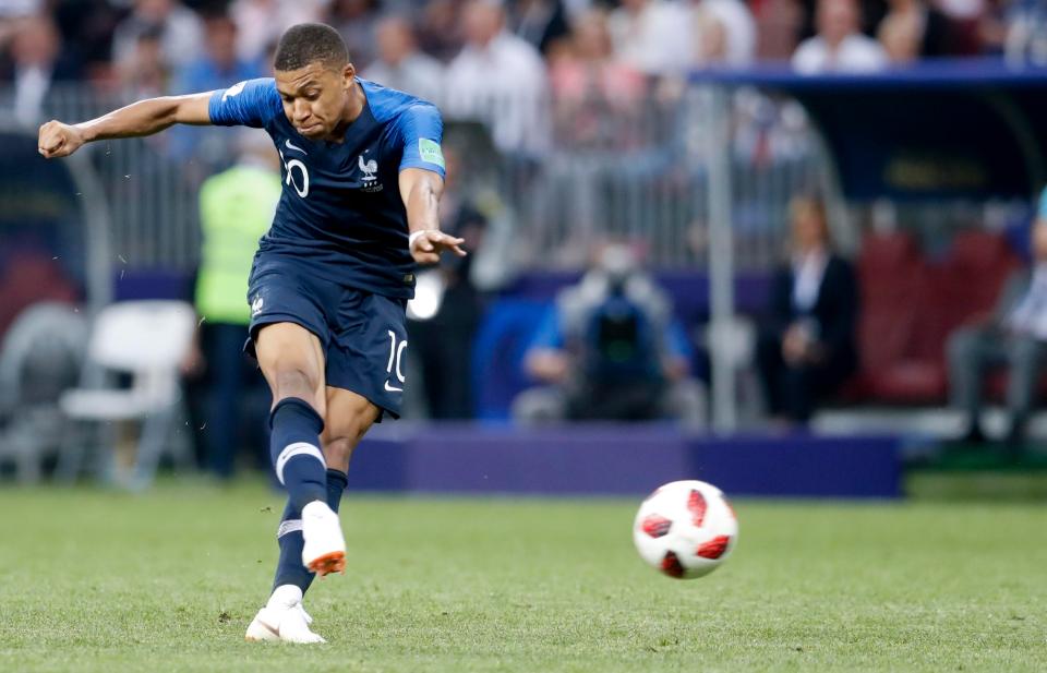  Mbappe, 19, netted the fourth goal for Les Bleus as they won their second World Cup