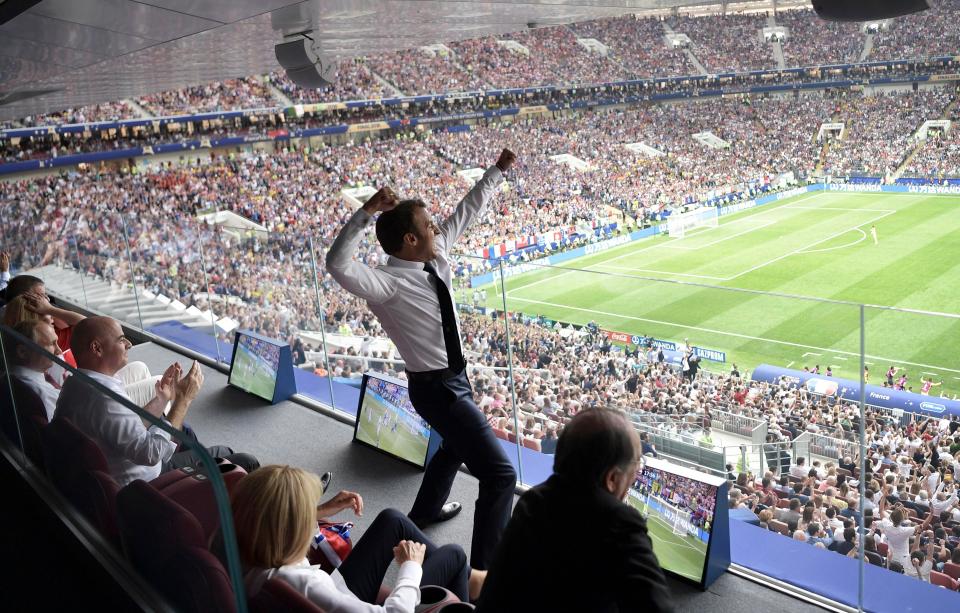 French president Emmanuel Macron celebrated with real passion at full-time