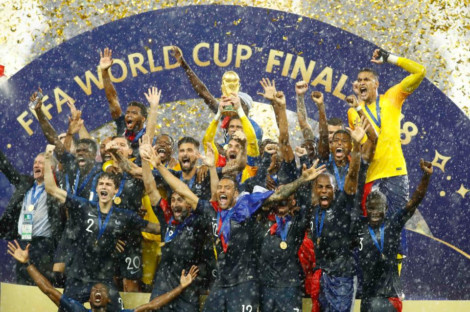 France celebrated in the rain as the heavens opened immediately after their win