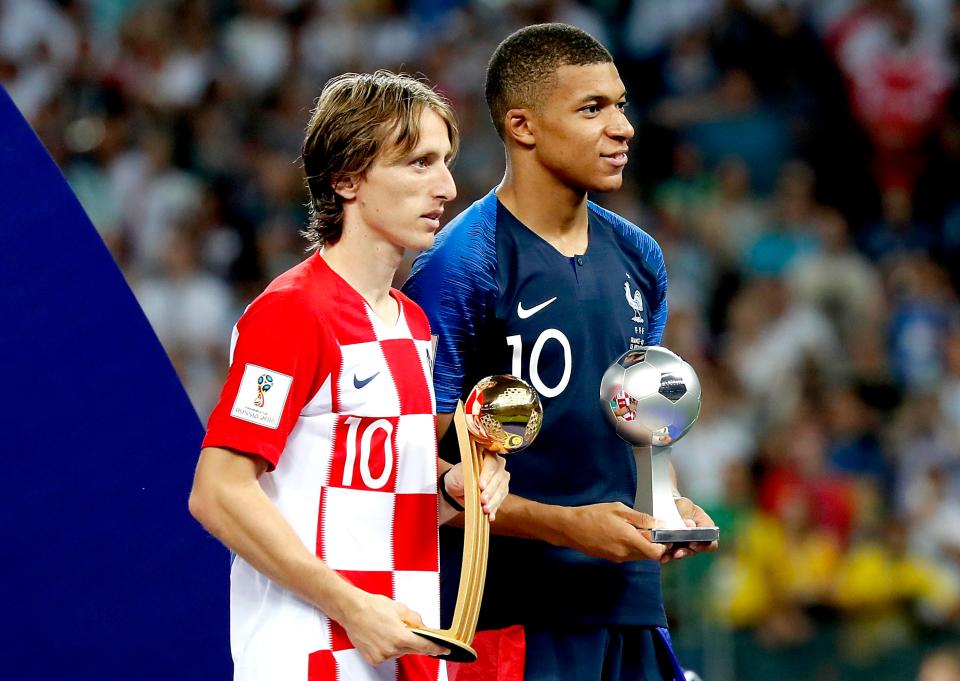  Modric was awarded the trophy by Fifa while Kylian Mbappe won young player of the tournament