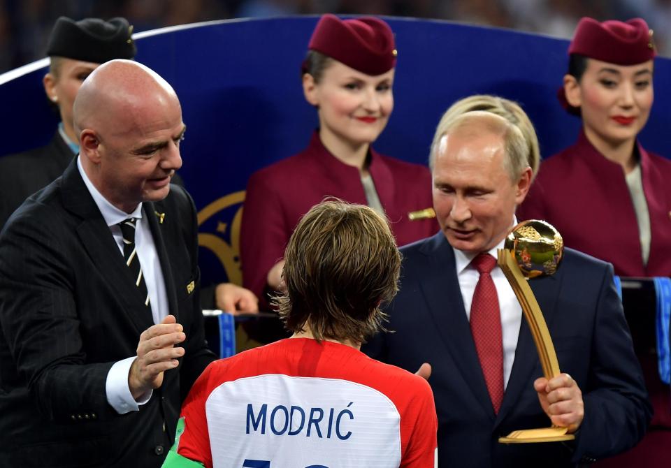  Russian president Vladimir Putin presented the Golden Ball to Modric