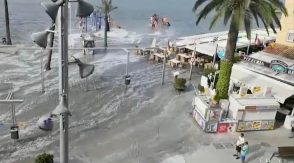  A wave measuring nearly five feet hit Ciutadella on the west coast of Menorca