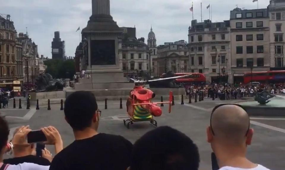  An air ambulance landed in Trafalgar Square to help the man stabbed in the Empire Casino