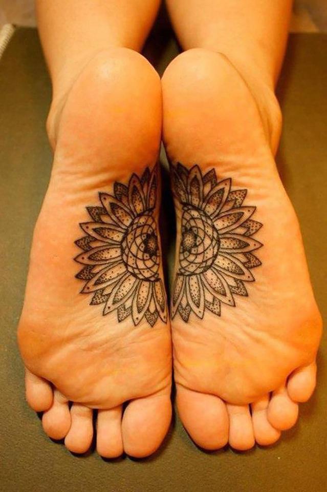  These tattoos come together to make a whole image of a sunflower