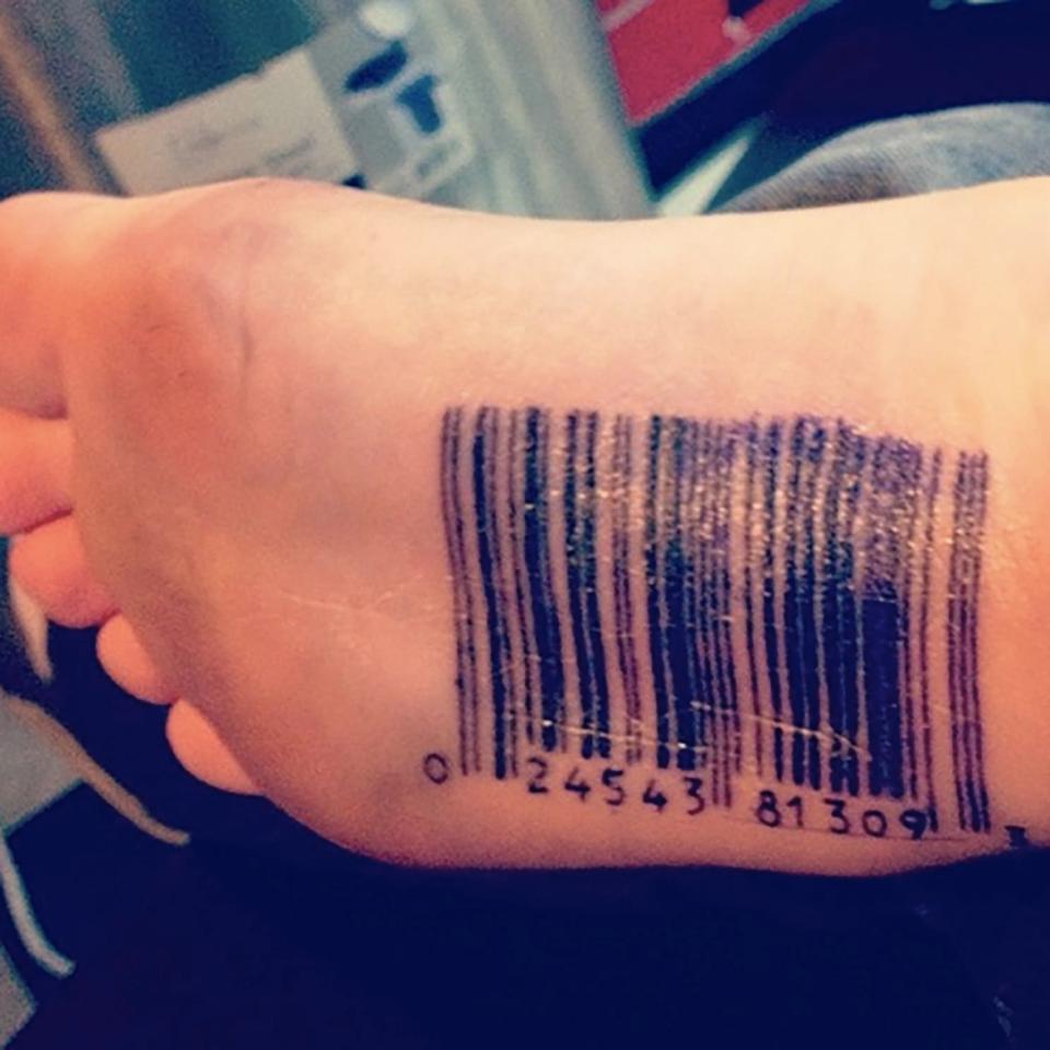  Paying the price? This body art enthusiast got a barcode tattooed on his tootsie