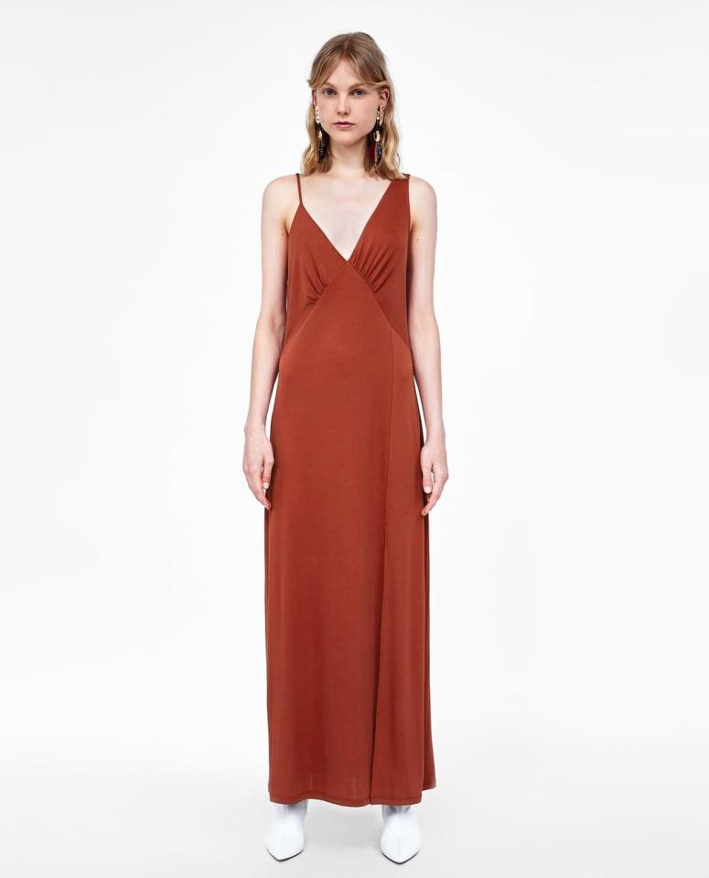 The perfect shade of terracotta, this Zara dress is currently in the sale