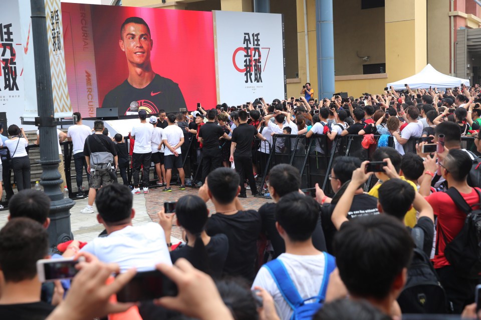 Cristiano Ronaldo drew a massive crowd on his arrival at an event in China