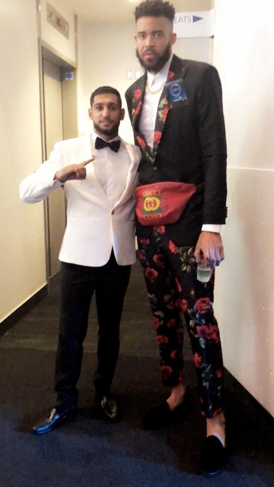 Amir Khan, 5ft 8ins, met 7ft NBA star JaVale McGee at the ESPYs