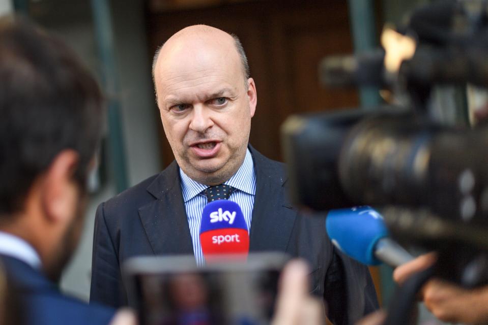  AC Milan's CEO Marco Fassone speaks to the press as he leaves the Court of Arbitration for Sport yesterday