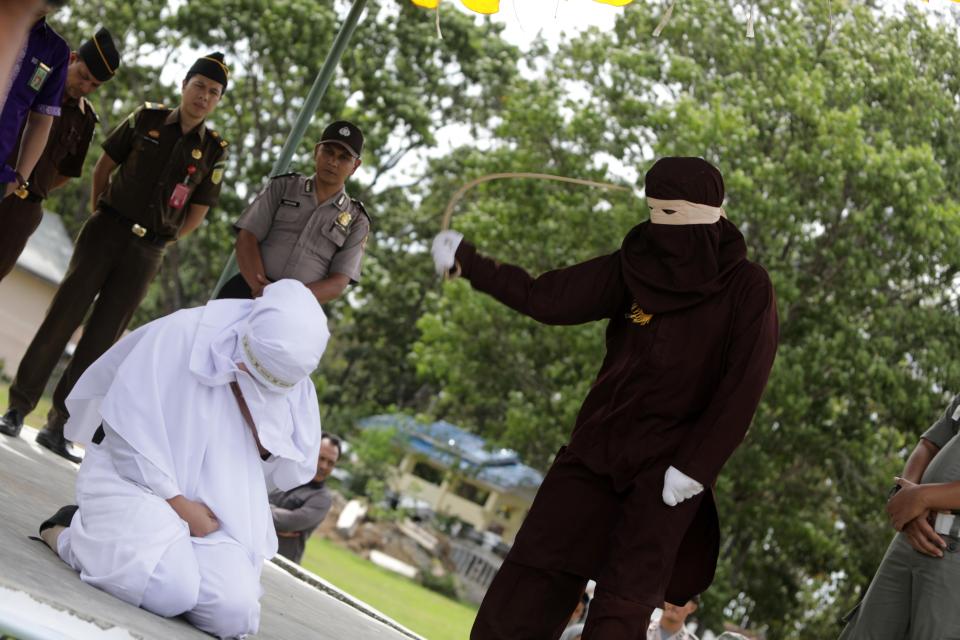  The woman and her partner are thought to have been caned up to 30 times