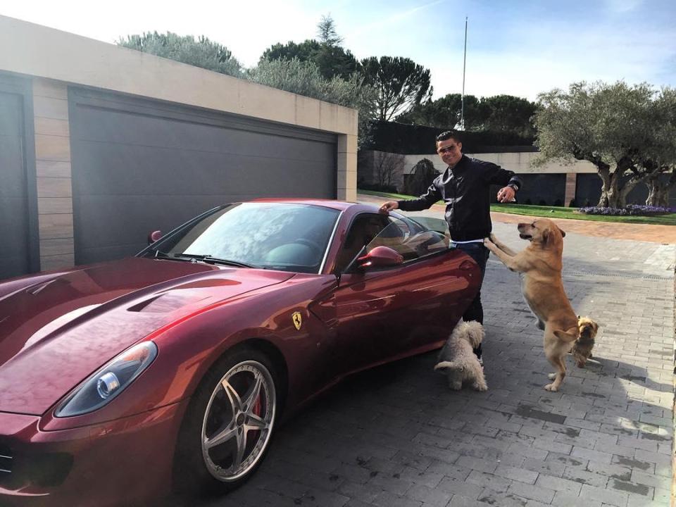  Ronaldo's red Ferrari may not be the most appropriate car for his dogs