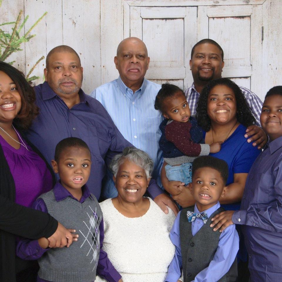  From top to bottom right: Head of family Horace, 70, Horace's brother Ray, 76, Belinda's cousin Glenn, 40, Angela's son Maxwell, 2, Belinda's cousin Angela, 45, Glenn's son Reece, 9, Horace's wife Belinda, 69, and Glenn's son Evan, 7