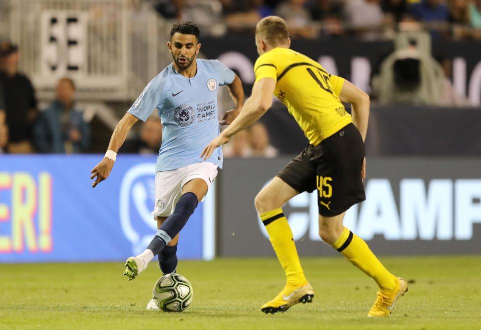 Club record signing Riyad Mahrez made his City debut against Borussia Dortmund