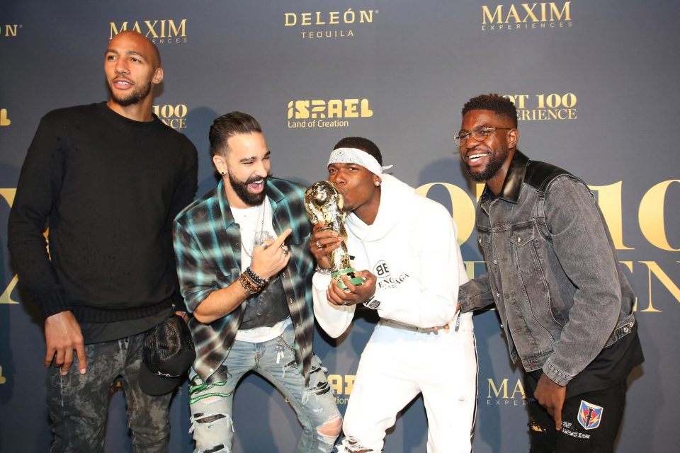 France's Steven N'Zonzi, Adil Rami, Pogba and Samuel Umtiti on the red carpet