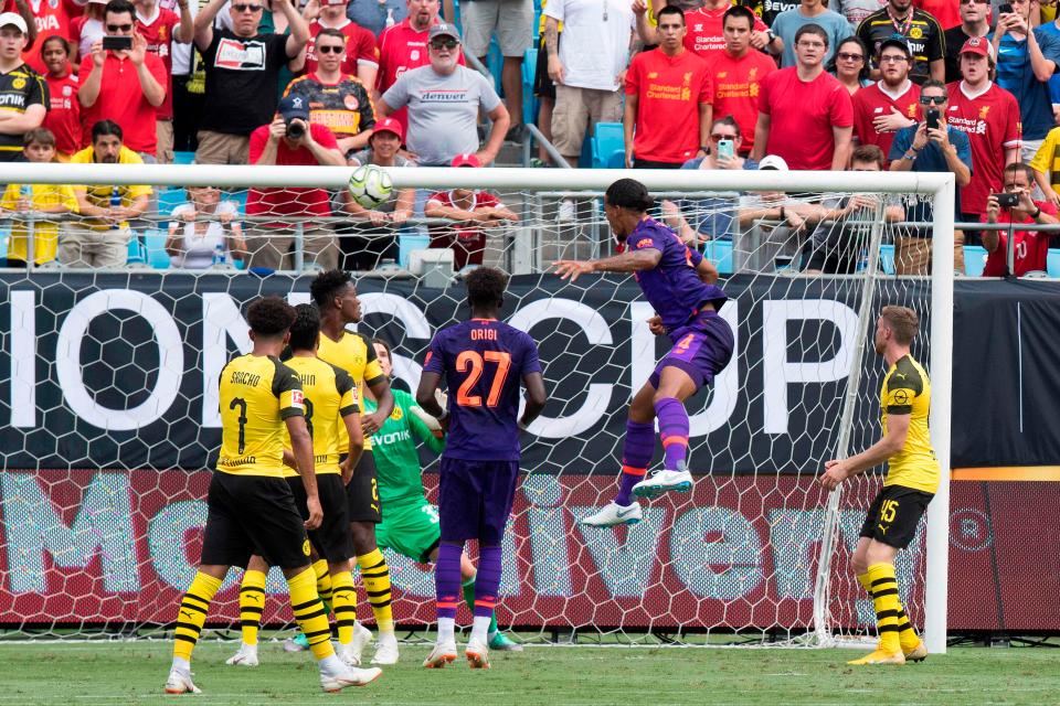 Virgil van Dijk headed in Andy Robertson's cross to put Liverpool ahead in the 25 minute