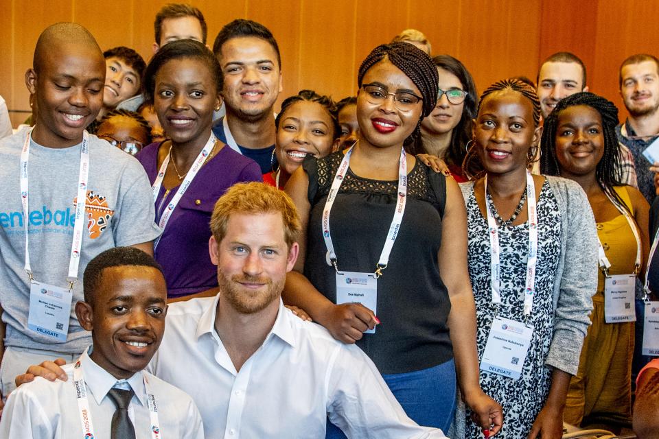  Prince Harry is pictured advocates from the conference earlier today