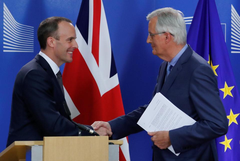  Mr Raab revealed he and Mr Barnier will meet again in mid-August and then hold weekly meetings to clear away obstacles in the way of a deal by October