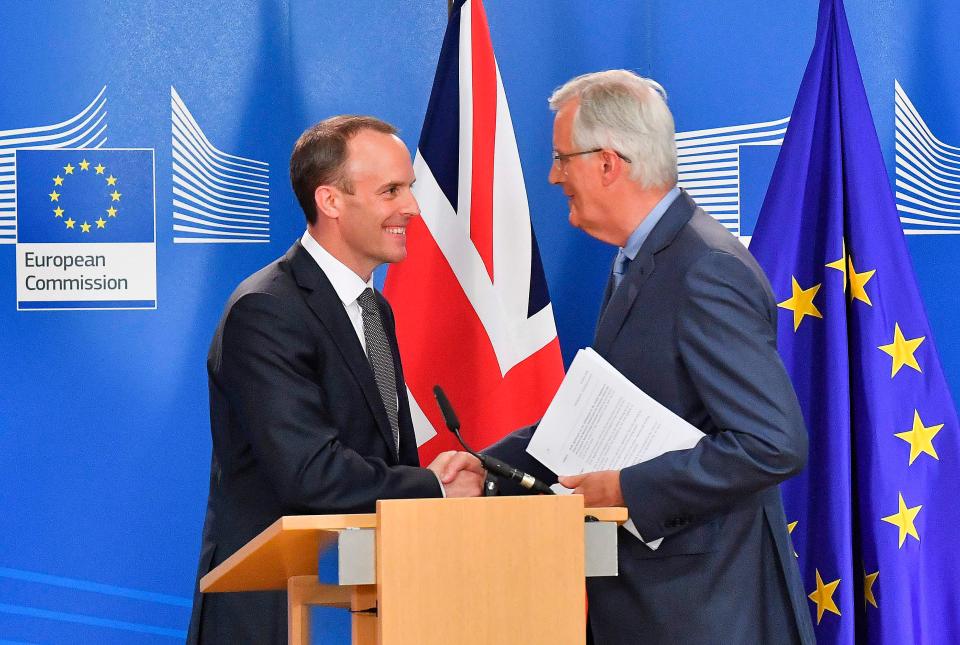  Brexit Secretary Dominic Raab meets EU's chief negotiator Michel Barnier