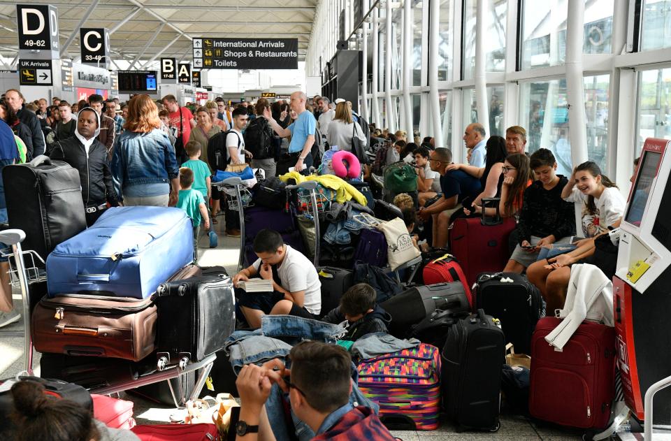  Passengers faced long queues for delayed flights at Stansted Airport today