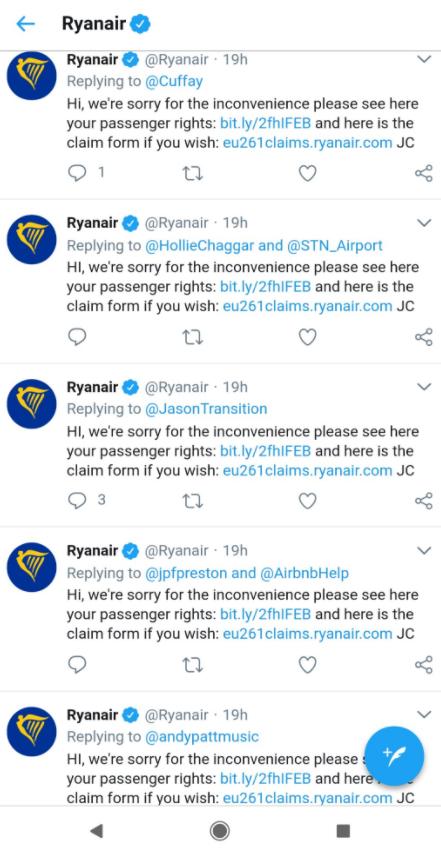  Ryanair referred frustrated passengers to a claim form after cancelling dozens of flights