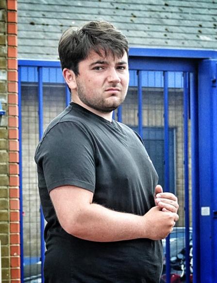  Liam Holmes outside Ilford police station in Essex after his mum marched him down to speak to officers