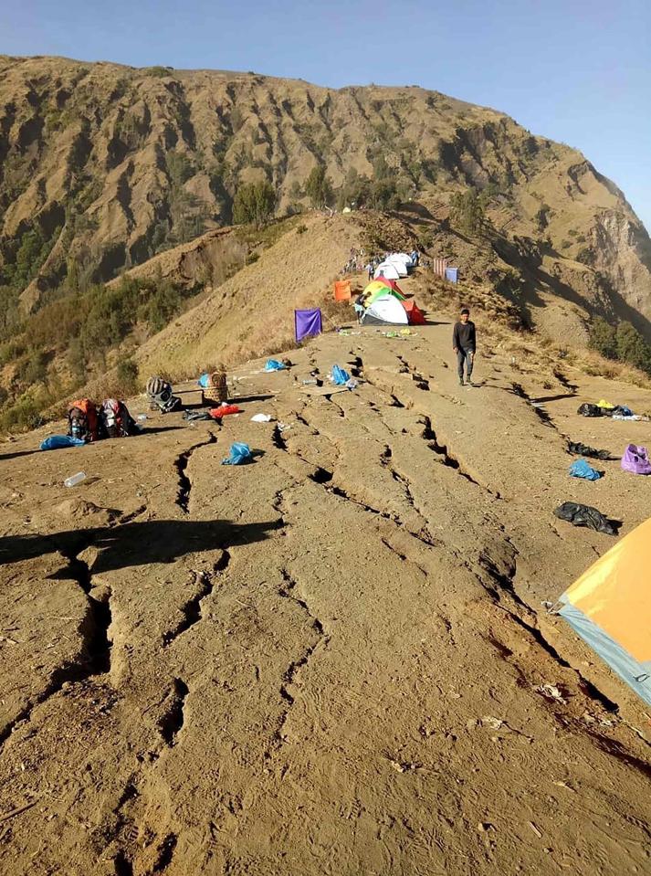  Hikers were camped out on a ridge after the 6.4 magnitude tremor trapped them on the volcano