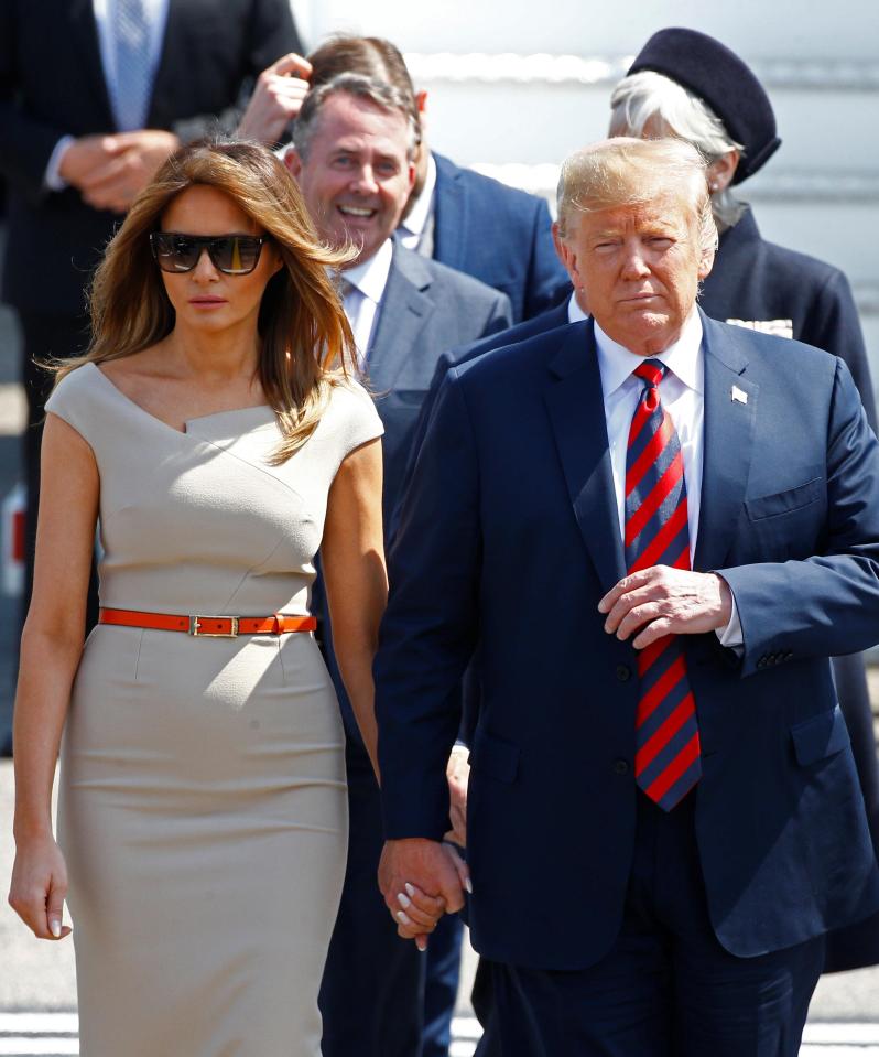  U.S. President Donald Trump and First Lady Melania Trump arrive at Stansted Airport