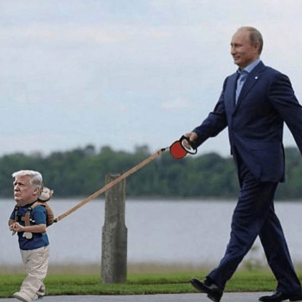 This was one of many memes which illustrated Trump as either Putin's child or pet