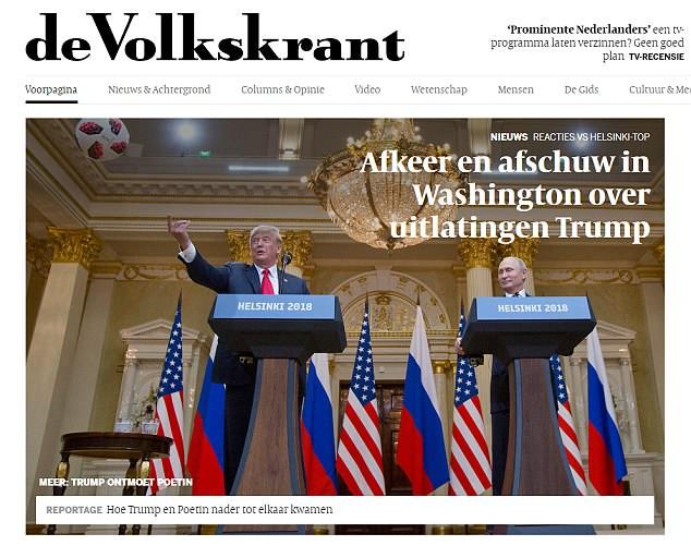 Germany's Volkskrant website went with: 'Disgust and horror in Washington over Trump's statements'