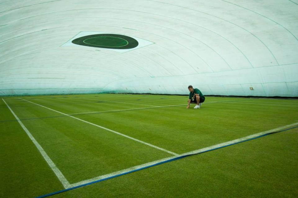  Groundstaff often work into the early hours of the morning preparing the courts for the next day's play