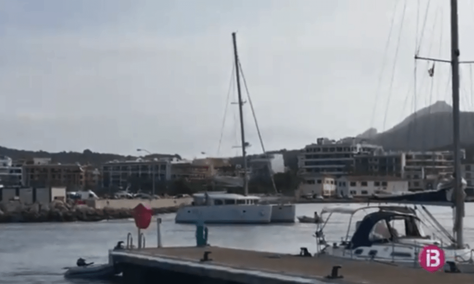 This is the moment a luxury catamaran broke free of its moorings and was swept into the open sea