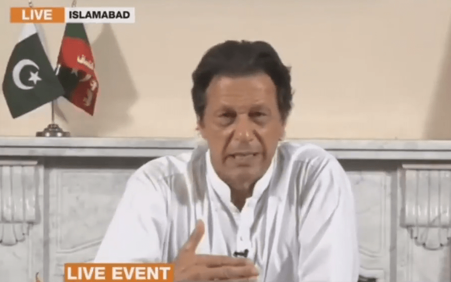 Khan addressed Pakistanis on live TV as new of his ‘victory’ broke