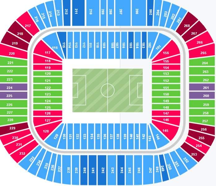  The seating plan of the Luzhniki Stadium