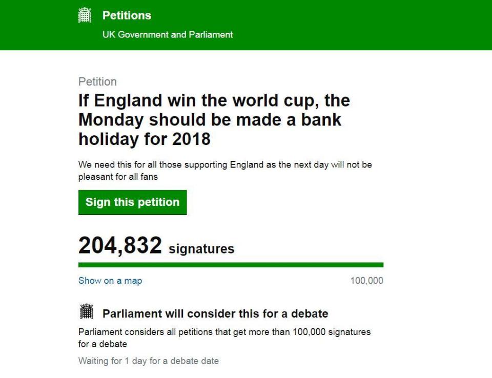  The petition had reached over 200k signatures at 9.30am on Wednesday