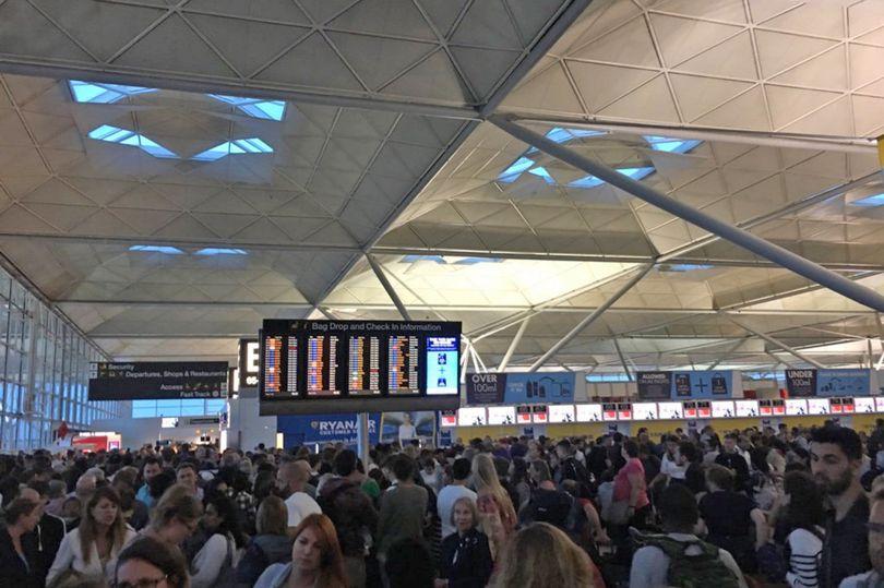  Travellers at Stansted complained of chaotic scenes at the airport this morning