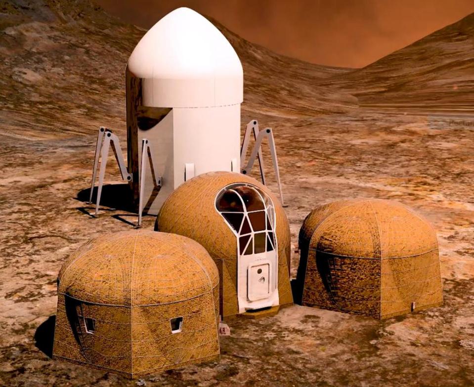  The first-place model includes a lander that builds the pods out of Martian rock