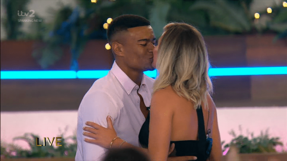  The pair kissed as Caroline Flack read out the results