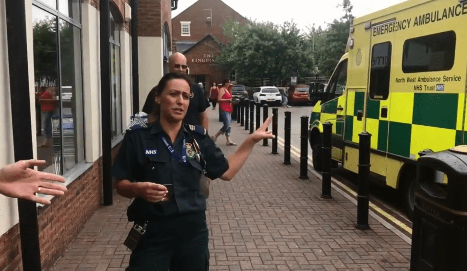 The medic tells him: 'I'm not going to use a disabled space... so where would you like me to park? I've been on since 6.45am this morning, I've had nothing to drink, nothing to eat'