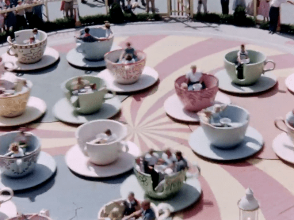  Vintage rides such as the teacups are shown in the video taken by Jeff's grandparents