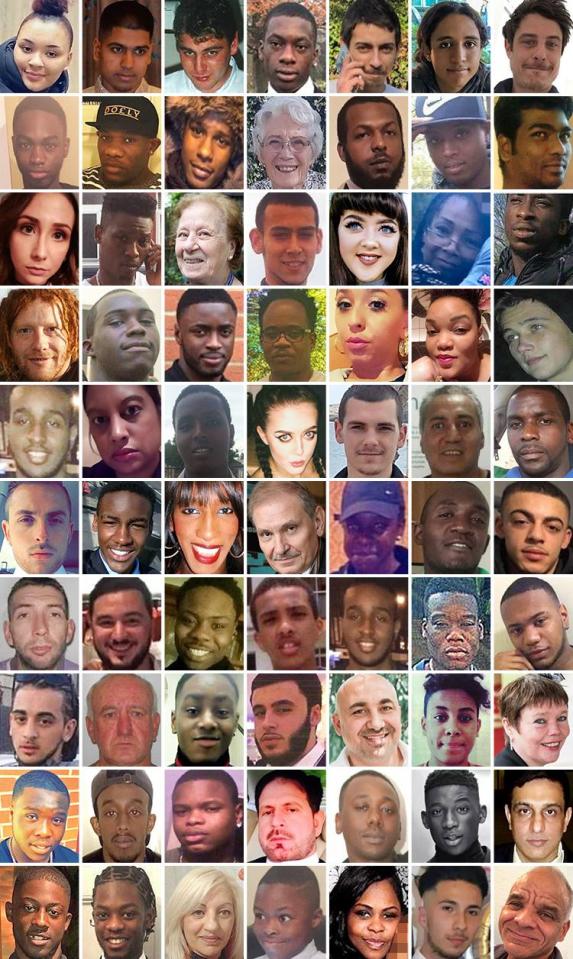  These are faces of some of the 100 murder victims in London this year