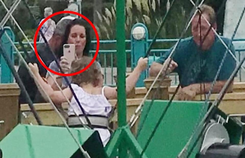  Shanann was captured taking photos of her daughter on the trampoline