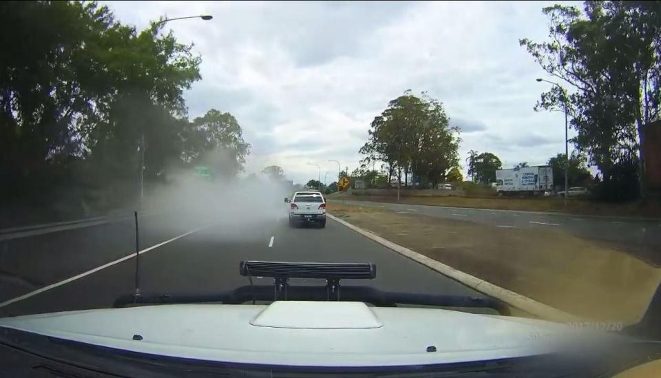  The smoke clears and the car appears to have vanished into thin air