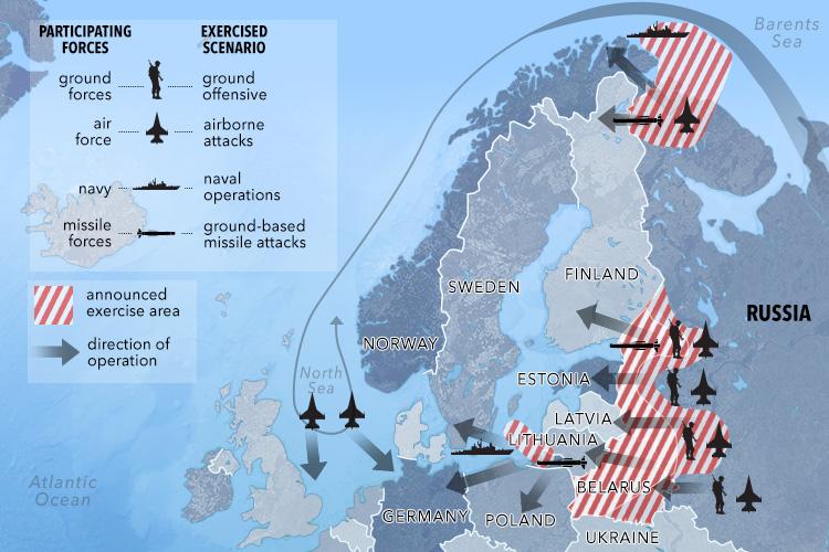  This graphic shows the areas of the drills and what military forces were used